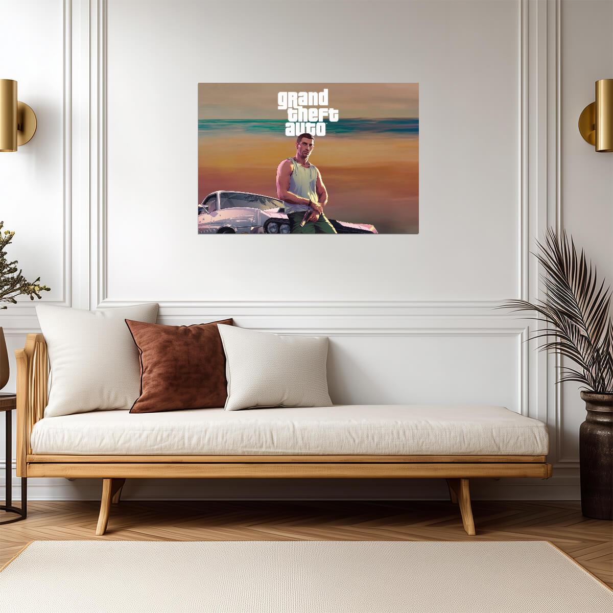 Grand Theft Auto VI Jason Duval Fan Edit | Vice City Promo Art Element | Vice City Gamer Gift - Video Games Poster