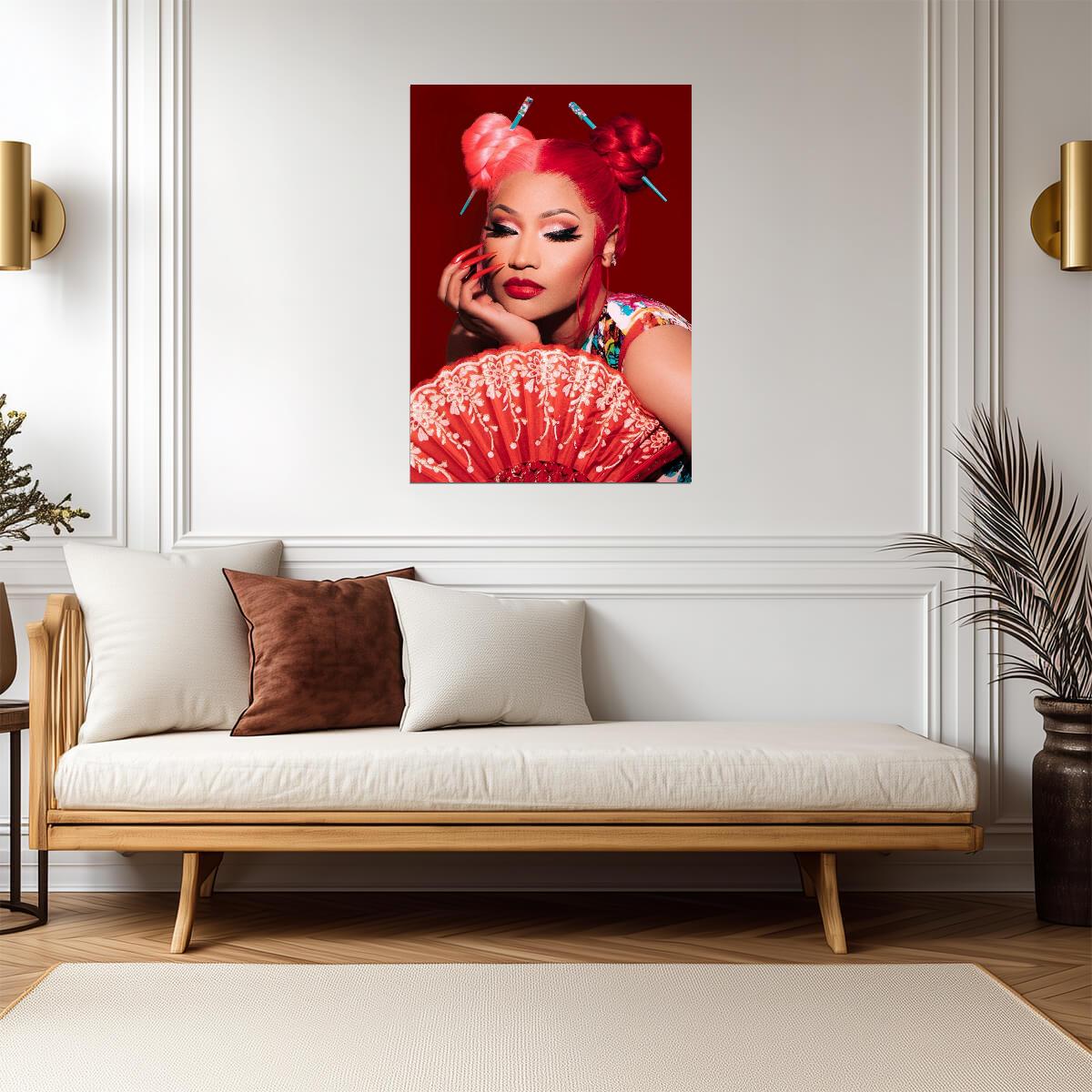Nicki Minaj Red Ruby Da Sleeze | Asian Inspired Photoshoot Poster | Hip Hop Music Art - Music Poster
