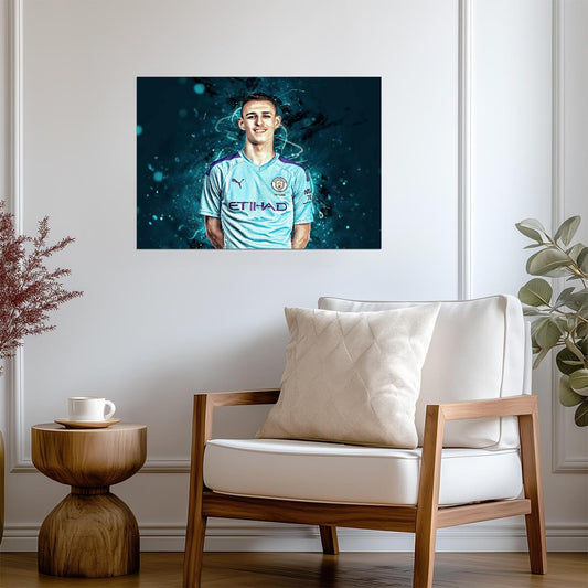 Phil Foden Manchester City | Stylized Soccer Poster | Sports Art Print - Sports Poster