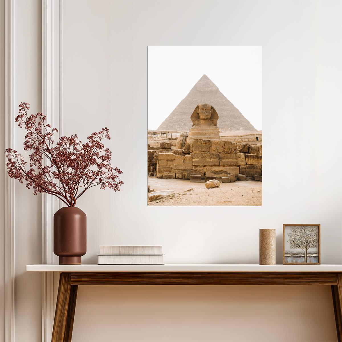 Great Sphinx of Giza and Pyramid | Egypt Photography Print | Ancient Landmark Poster - Photography Poster
