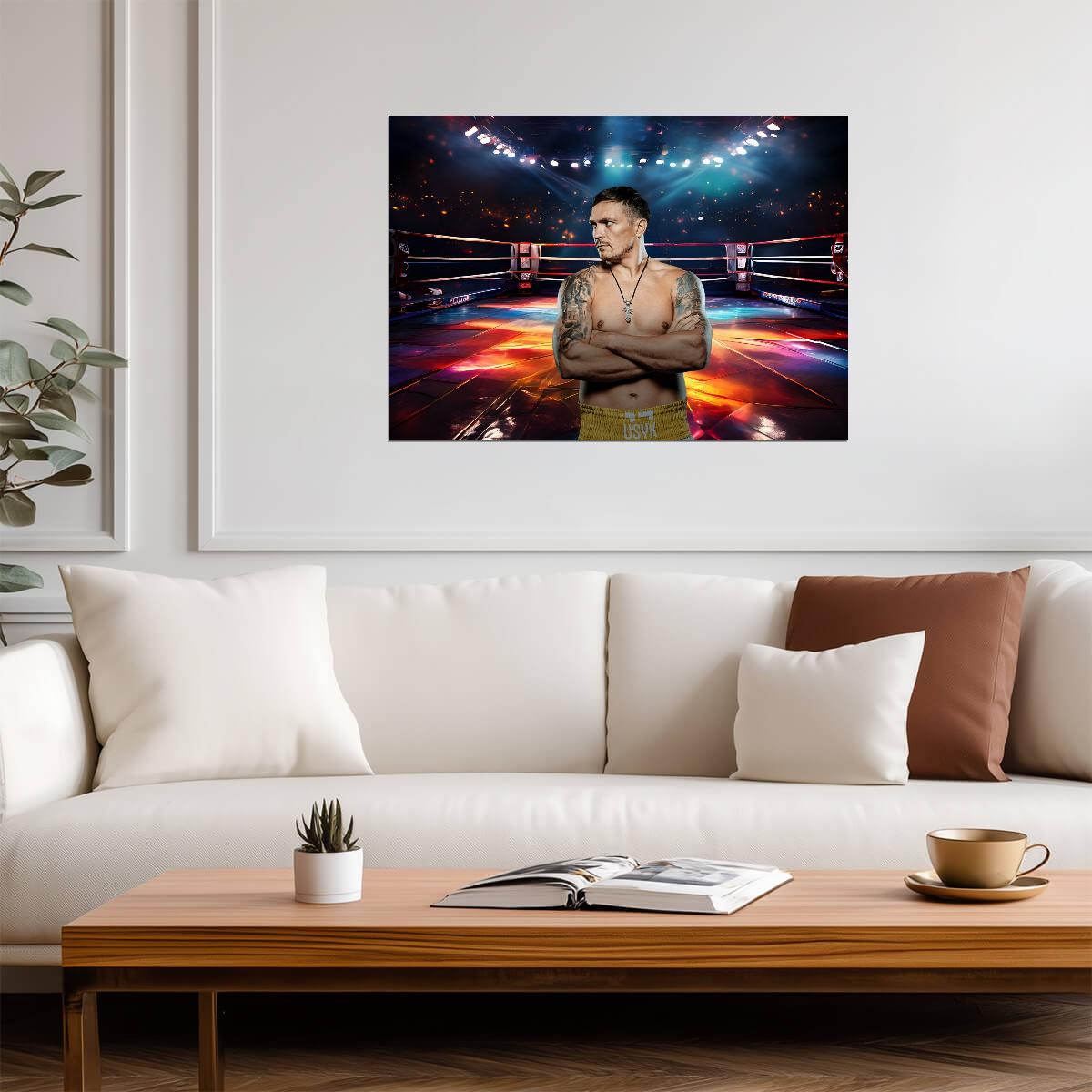 Oleksandr Usyk Arms Crossed Art | Boxing Champion Poster | Combat Sports Print - Sports Poster