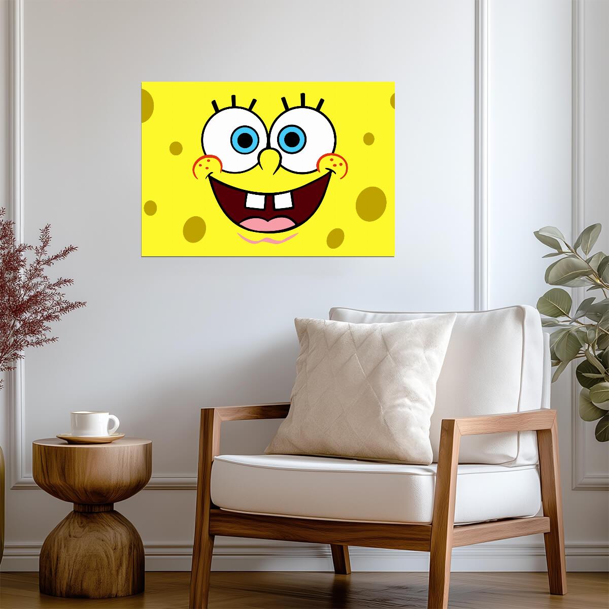 Spongebob Squarepants Happy Face | Close-Up Cartoon Poster | Kids Room Wall Art - Movies & TV Poster