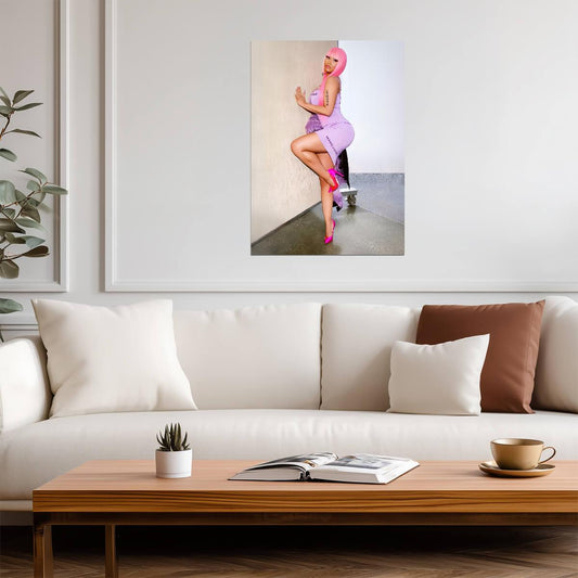 Nicki Minaj Marc Jacobs Dress | Pink Wig Fashion Poster | Celebrity Wall Art - Music Poster