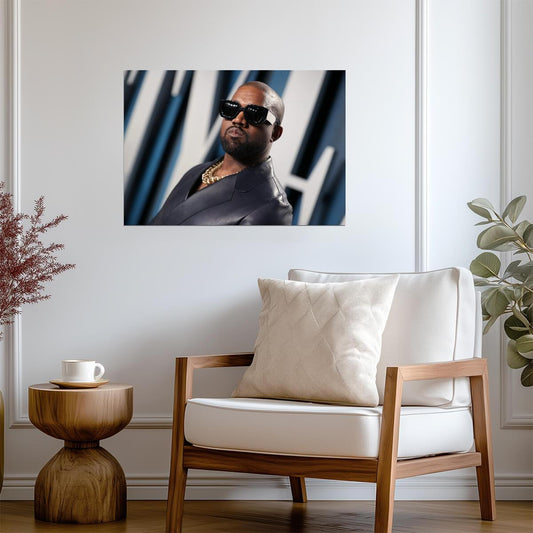 Kanye West in Sunglasses | Celebrity Portrait Poster | Hip Hop Star Wall Art - Music Poster