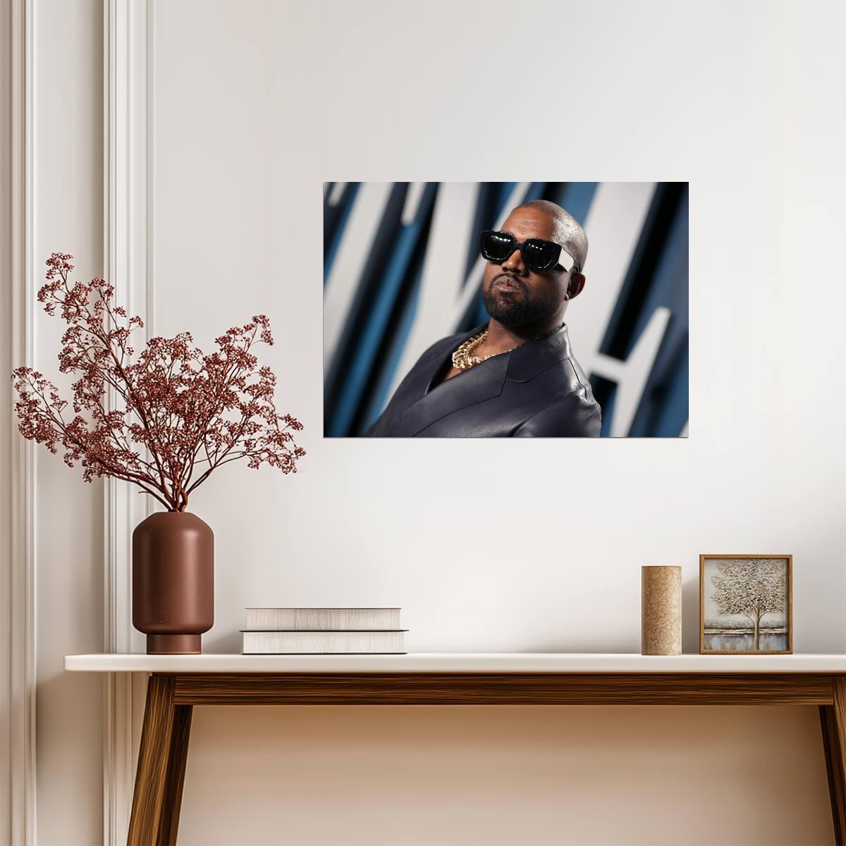 Kanye West in Sunglasses | Celebrity Portrait Poster | Hip Hop Star Wall Art - Music Poster