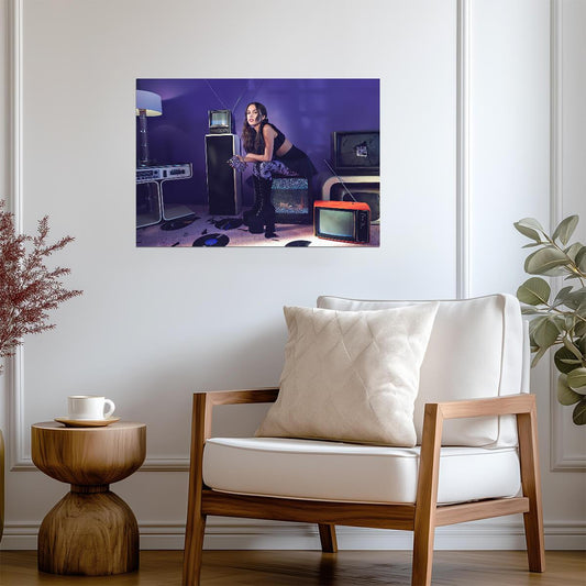 Olivia Rodrigo in Retro TV Room | Vintage Aesthetic Photoshoot | Modern Pop Star Poster - Music Poster