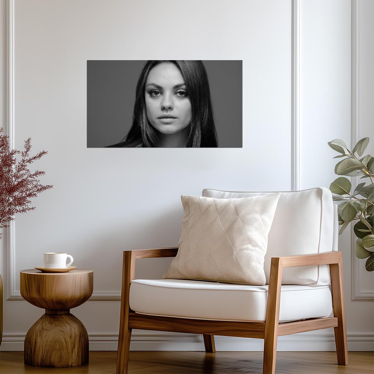 Mila Kunis Intense Black & White Portrait | Modern Actress Poster | Celebrity Photography Print - Celebrities Poster