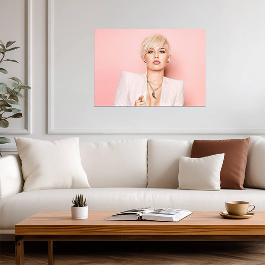 Miley Cyrus Bangerz Era Photoshoot | Modern Pop Star Poster | Pastel Pink Wall Art - Music Poster