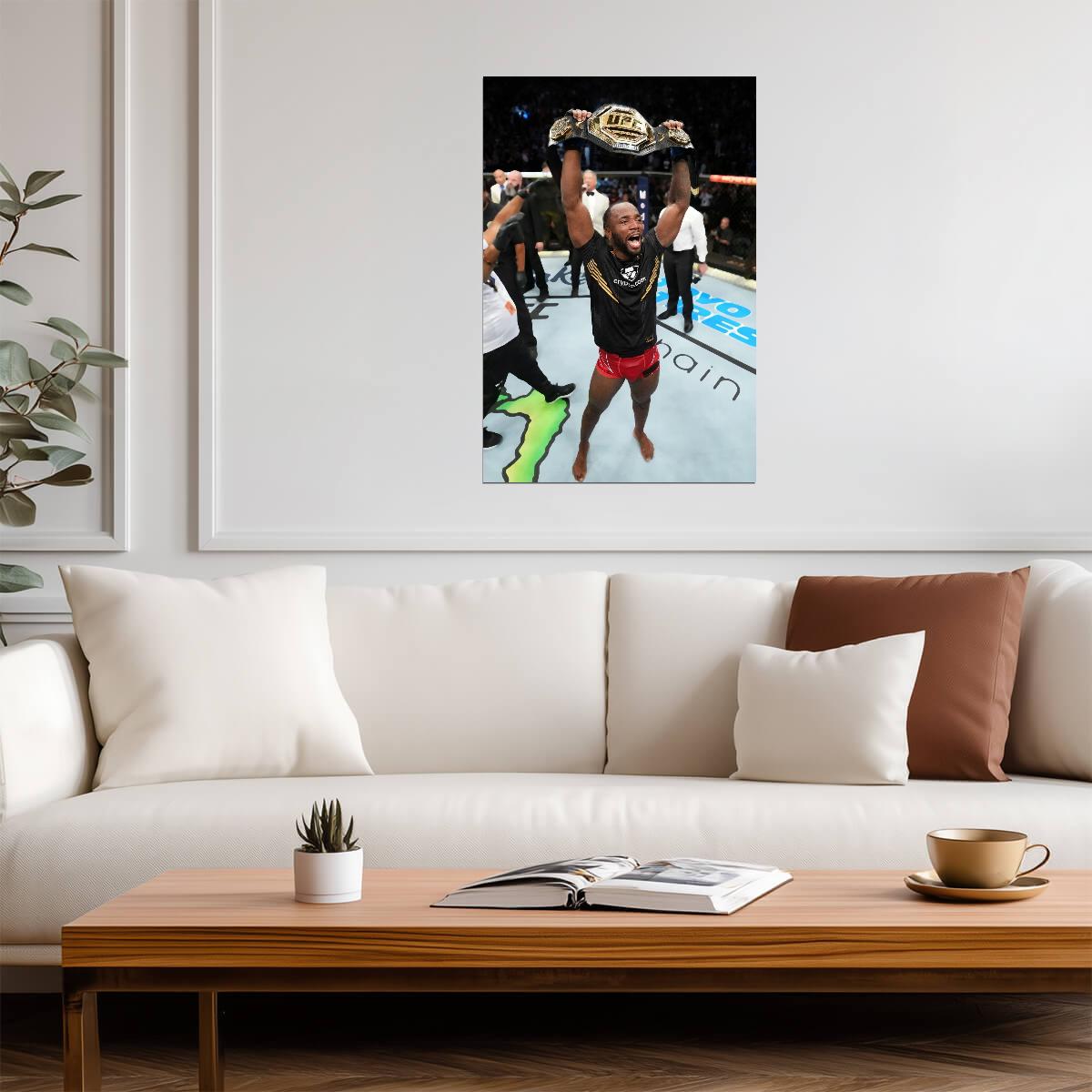 Leon Edwards UFC Champion | MMA Combat Sports Poster | Championship Victory Wall Art - Sports Poster