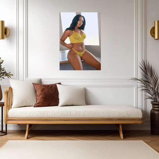 Megan Thee Stallion Yellow Bikini | Photoshoot Poster | Sexy Hip Hop Star - Music Poster
