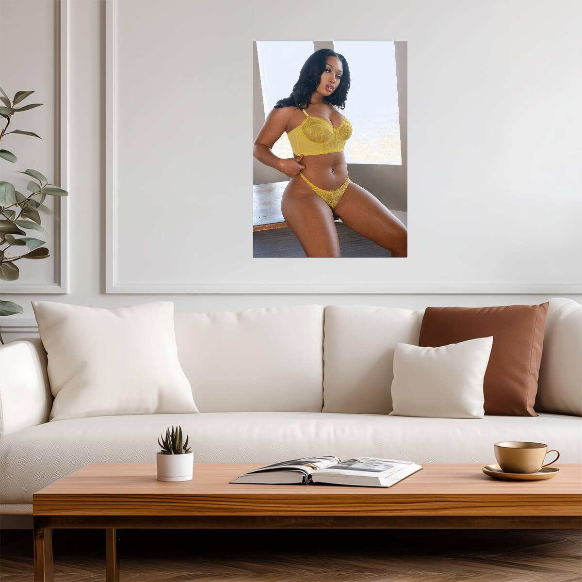 Megan Thee Stallion Yellow Bikini | Photoshoot Poster | Sexy Hip Hop Star - Music Poster