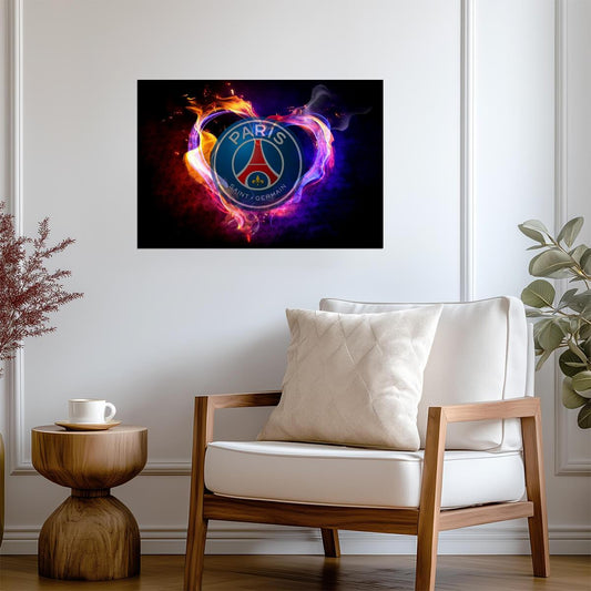 Paris Saint-Germain Fiery Heart Logo | Soccer Poster | Passionate Fan Art - Sports Poster