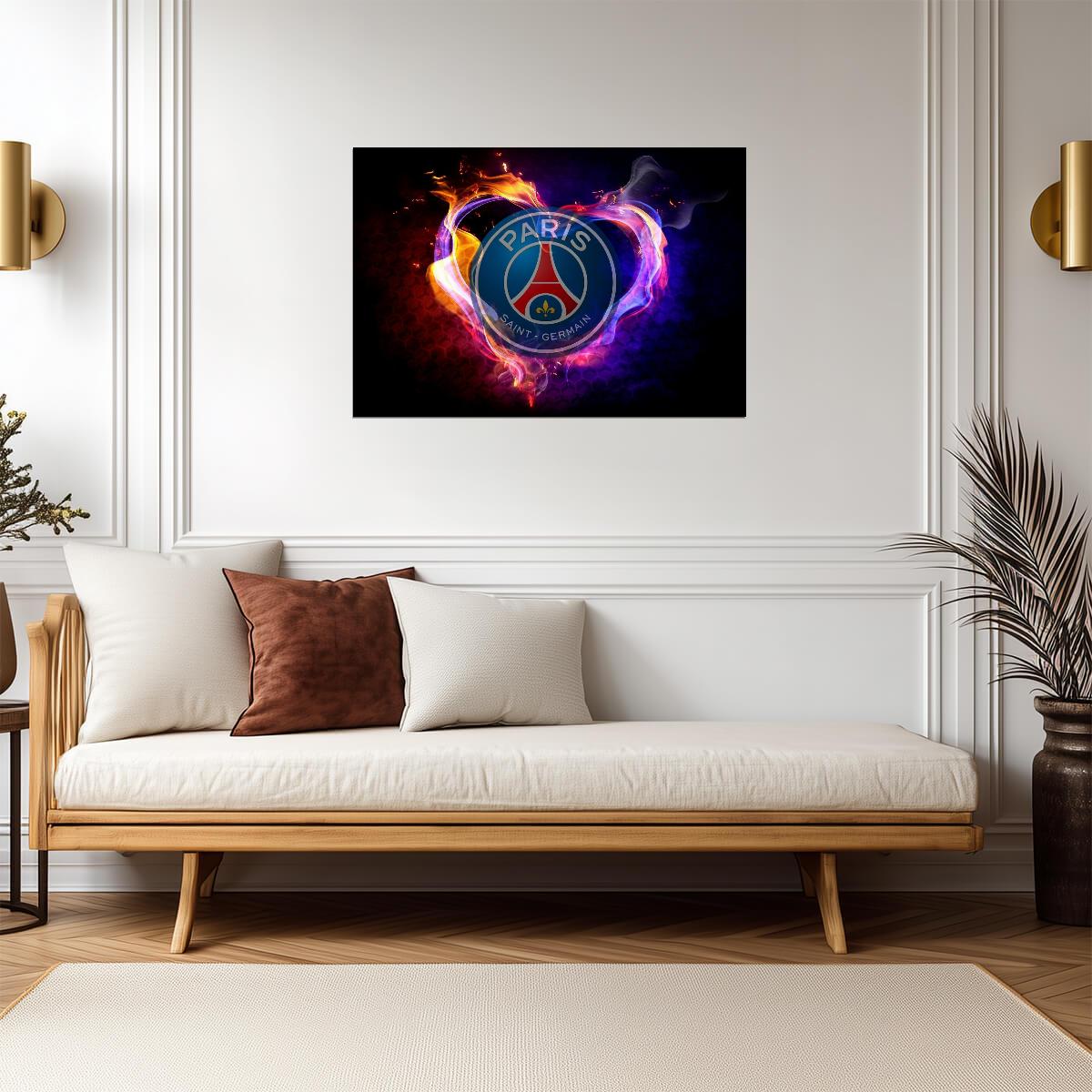 Paris Saint-Germain Fiery Heart Logo | Soccer Poster | Passionate Fan Art - Sports Poster