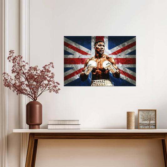 Anthony Joshua British Boxing Legend | Heavyweight Champion Poster | Union Jack Flag Wall Art - Sports Poster