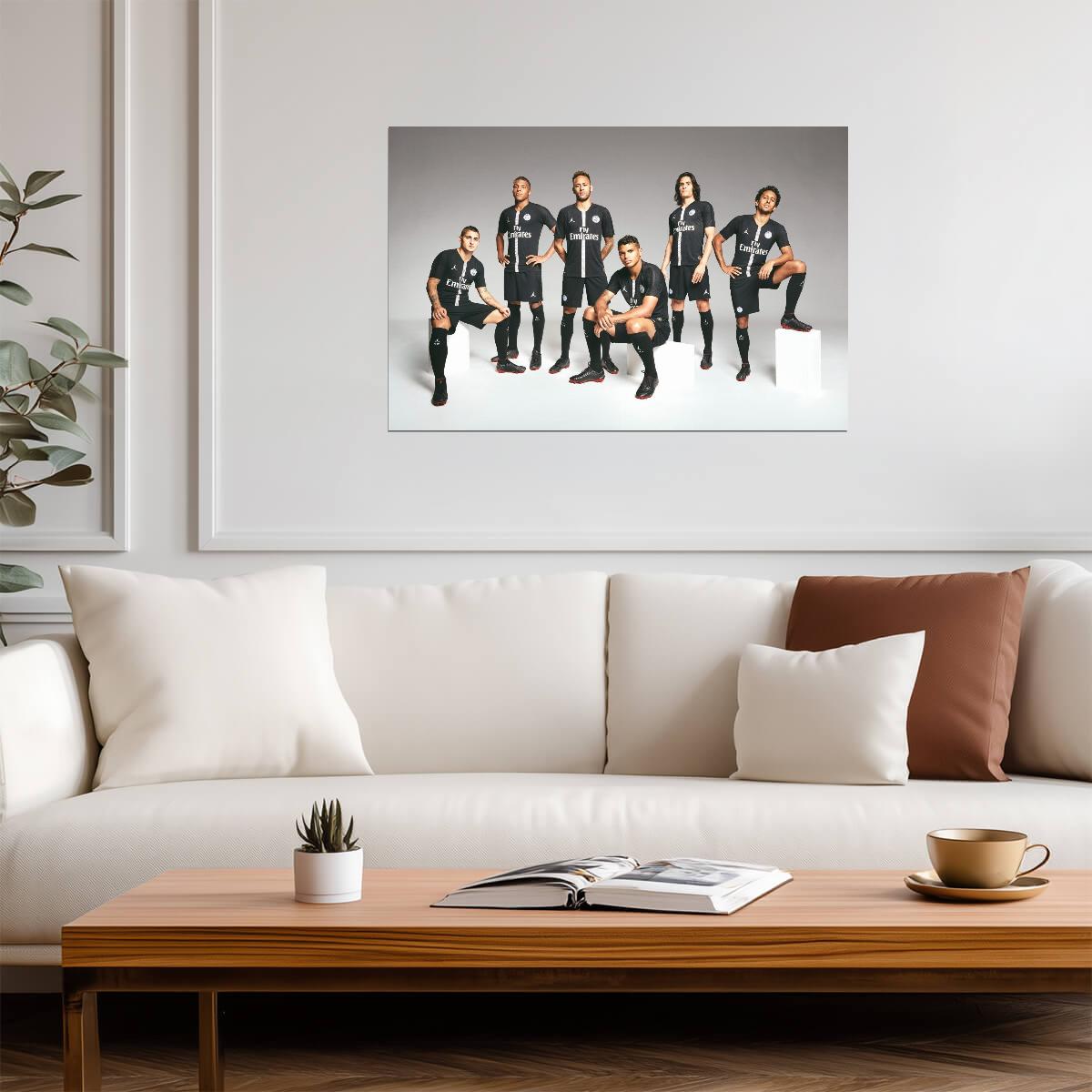 Paris Saint-Germain Team Photo | Neymar Mbappé & Cavani 2018 Jordan Kit | PSG Soccer Poster - Sports Poster