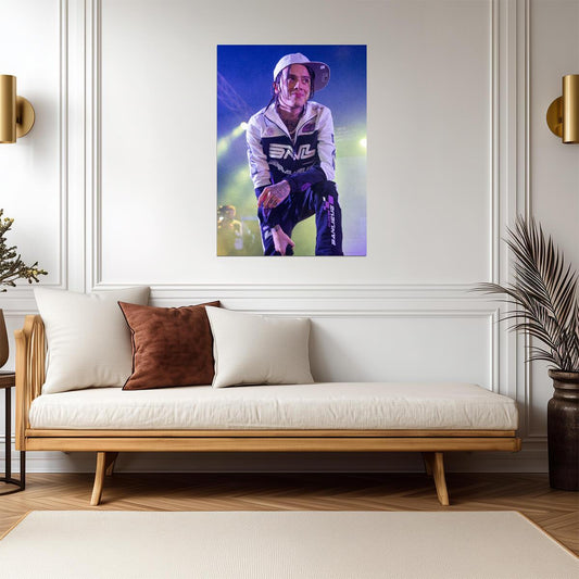 Central Cee On Stage White Jacket | Live Concert Poster | UK Rap Star Performance - Music Poster