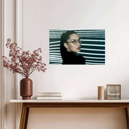 Bella Hadid in Glasses | High Fashion Editorial Poster | Modern Portrait Wall Art - Celebrities Poster