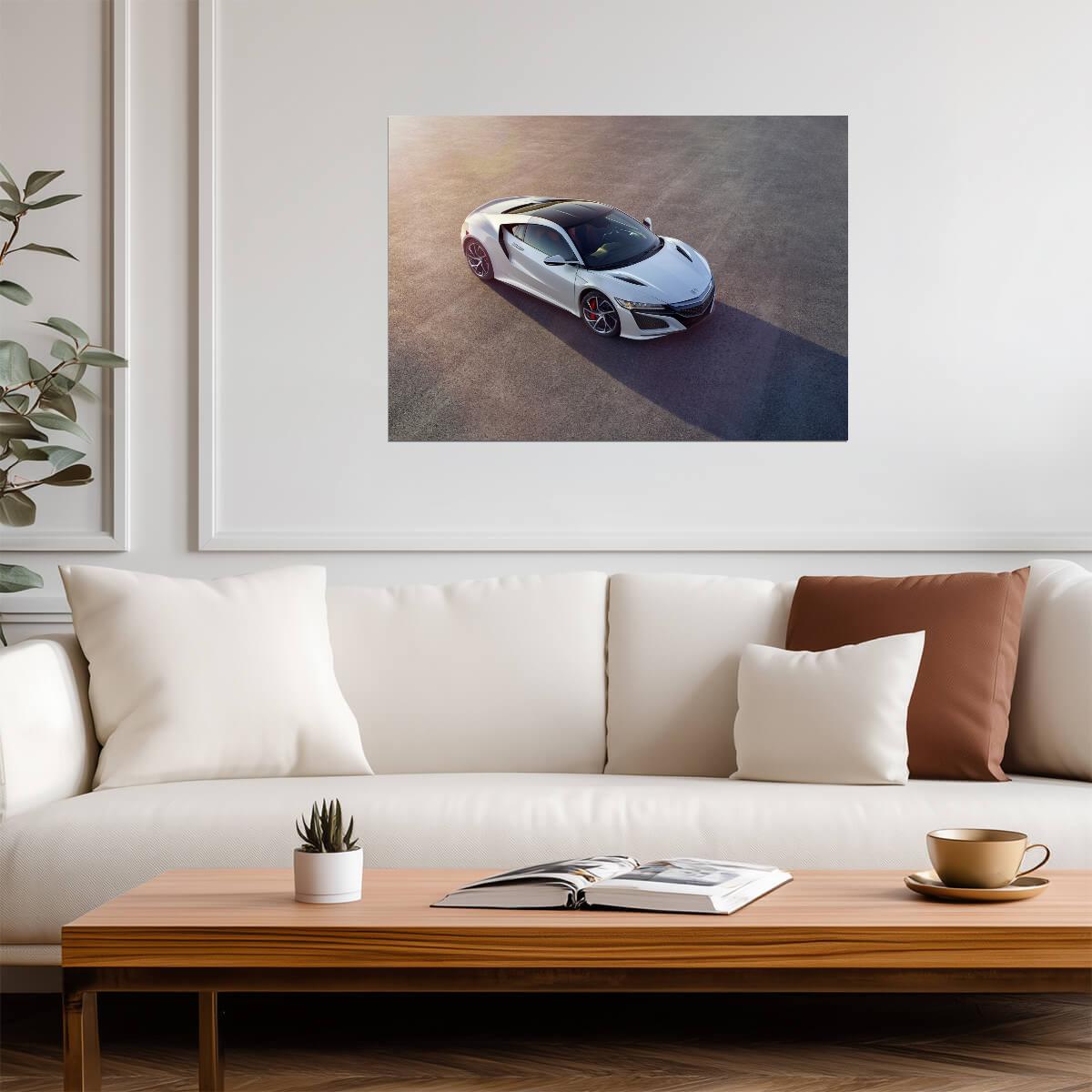Honda NSX 2nd Gen (NC1) | White Hybrid Supercar Poster | Modern Japanese Sports Car Art - Cars Poster
