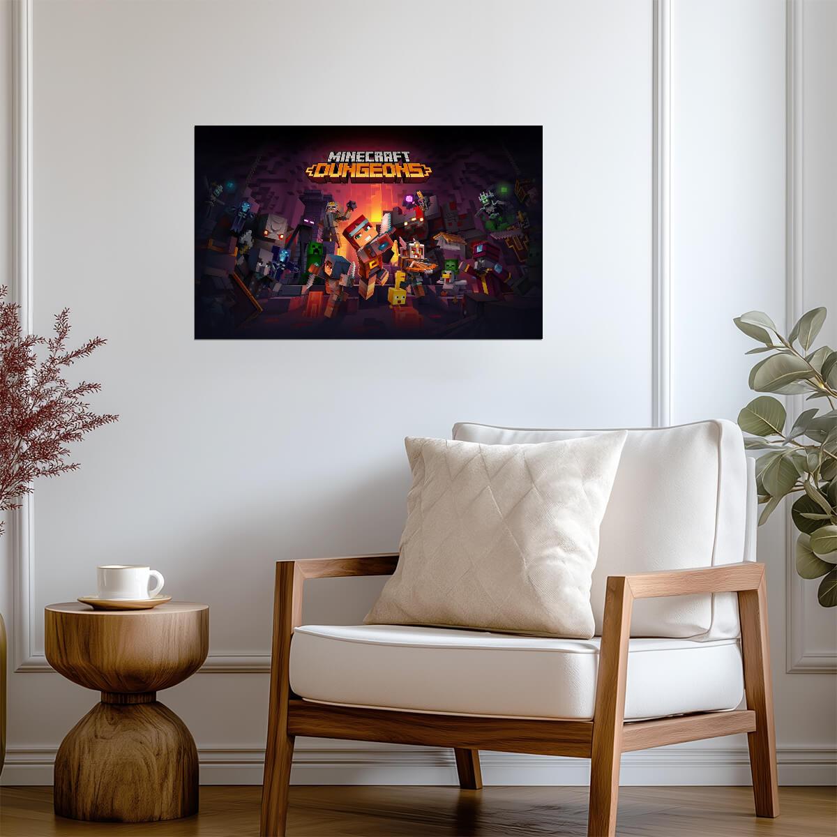 Minecraft Dungeons Main Cast | Heroes & Mobs Key Art Poster | Action RPG Gaming Decor - Video Games Poster