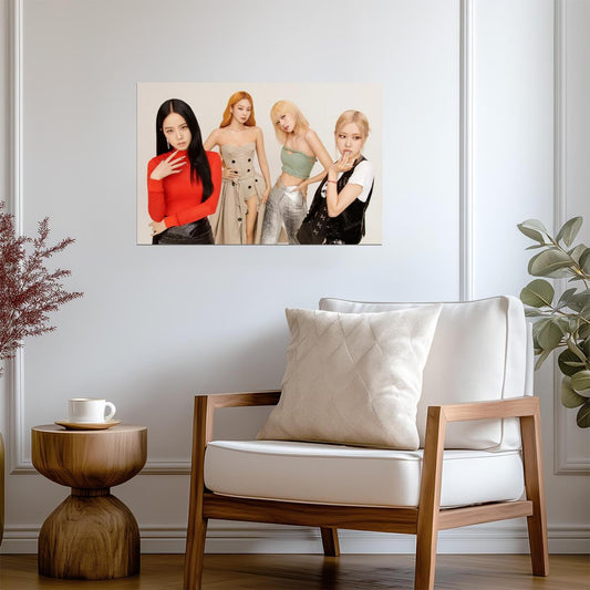 Blackpink Jisoo Jennie Lisa & Rosé | K-Pop Group Poster | Korean Music Stars Wall Art - Music Poster