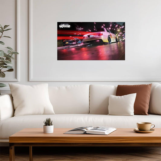 Need For Speed Unbound Ford Crown Victoria | Anime Effects Racing Poster | Pink Custom Car Art - Video Games Poster