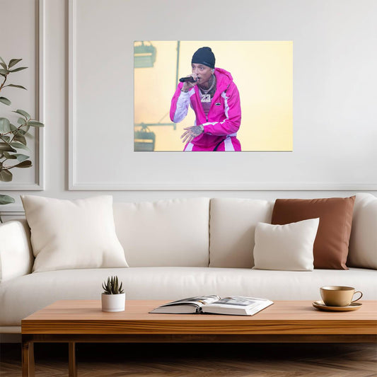 Central Cee Live in Pink Jacket | Concert Poster | UK Rap Star On Stage - Music Poster