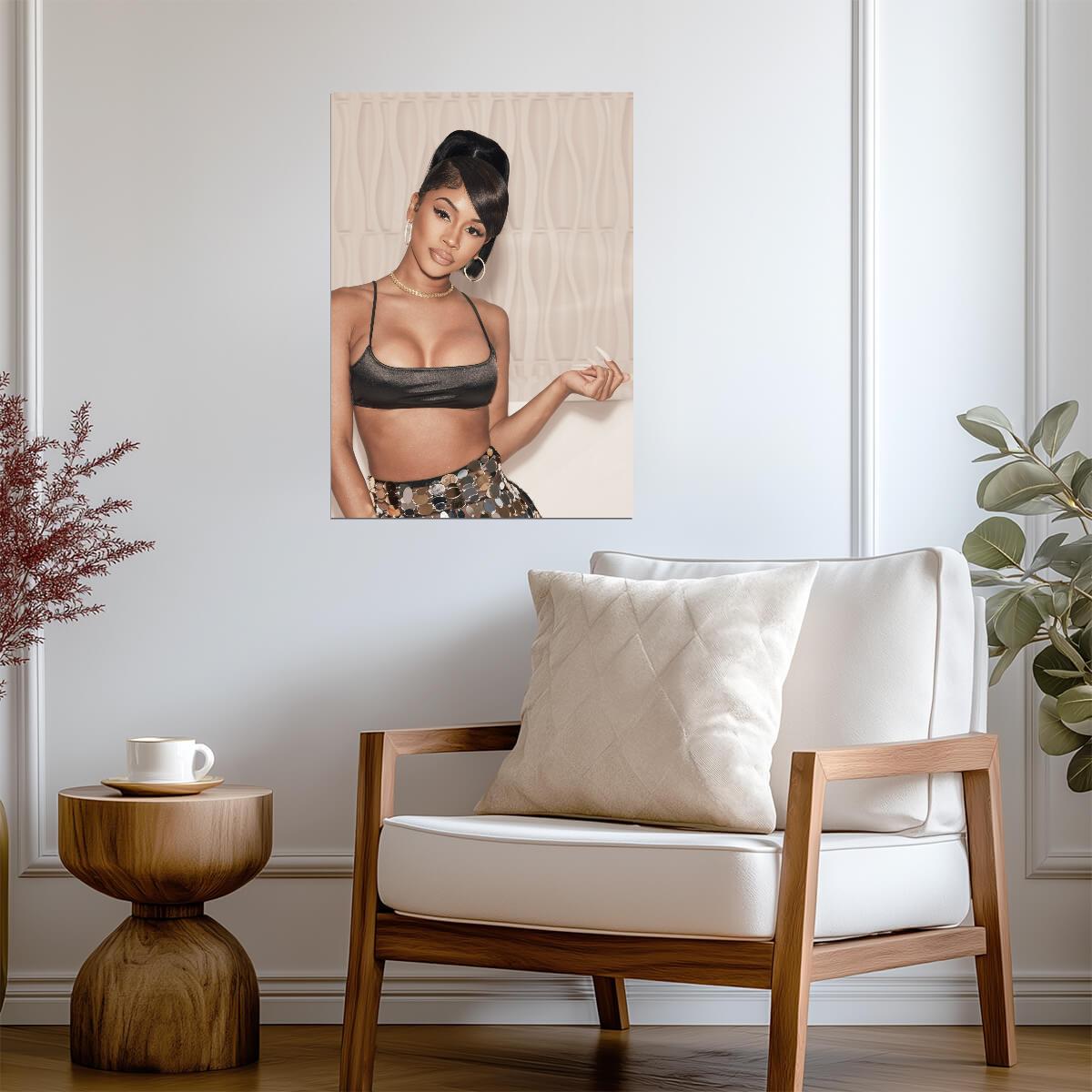 Saweetie Glamorous Fashion Portrait | Modern Music Poster | Sexy Female Rapper Wall Art - Music Poster