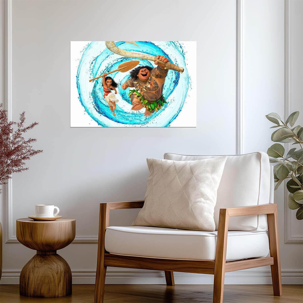 Moana and Maui Action Scene | Animated Movie Poster | Kids Room Decor - Movies & TV Poster