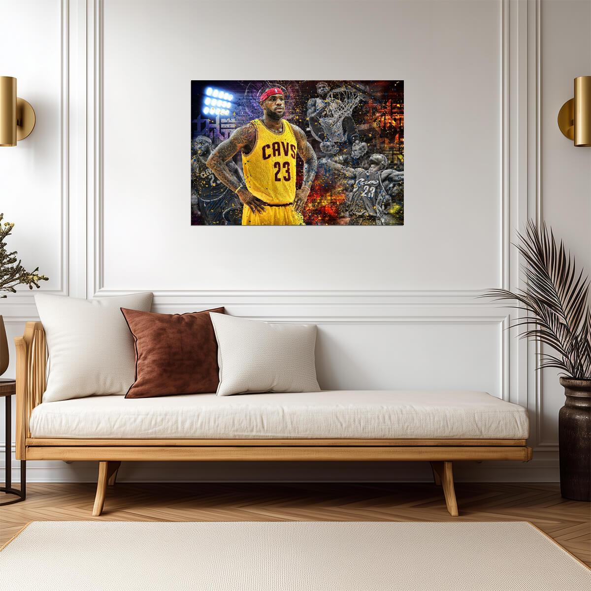 LeBron James Cleveland Cavaliers | Basketball Legend Poster | Action Collage Wall Art - Sports Poster