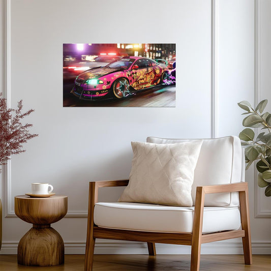 Need For Speed Unbound Mitsubishi Eclipse | Itasha Wrap Custom Car Poster | Anime Style Racing Game Art - Video Games Poster