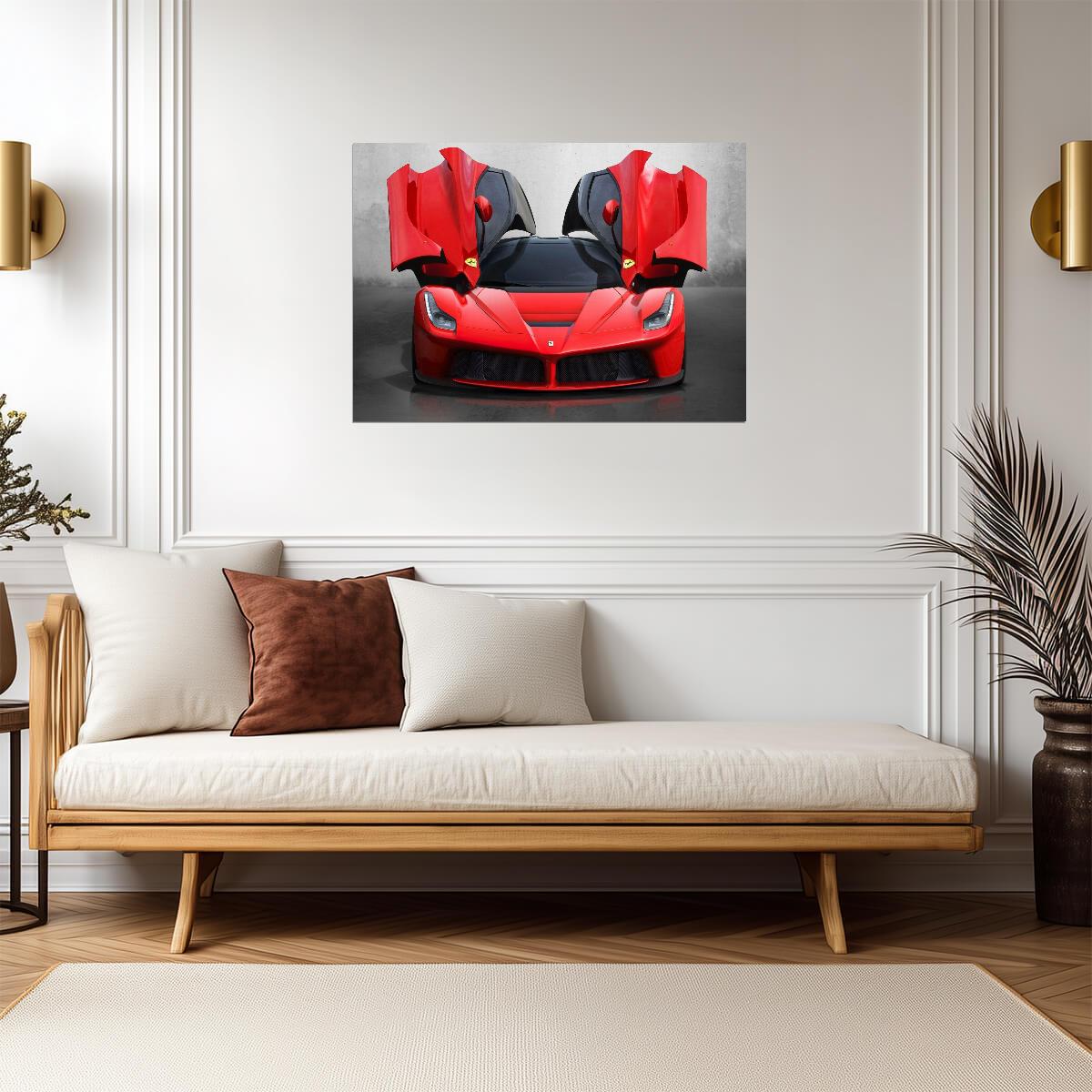 Ferrari LaFerrari | Red Italian Hypercar Poster | Supercar with Butterfly Doors Open - Cars Poster