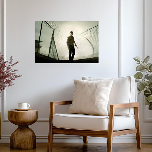 The Walking Dead Rick Grimes at the Prison | Iconic TV Show Poster | Apocalyptic Horror Art - Movies & TV Poster