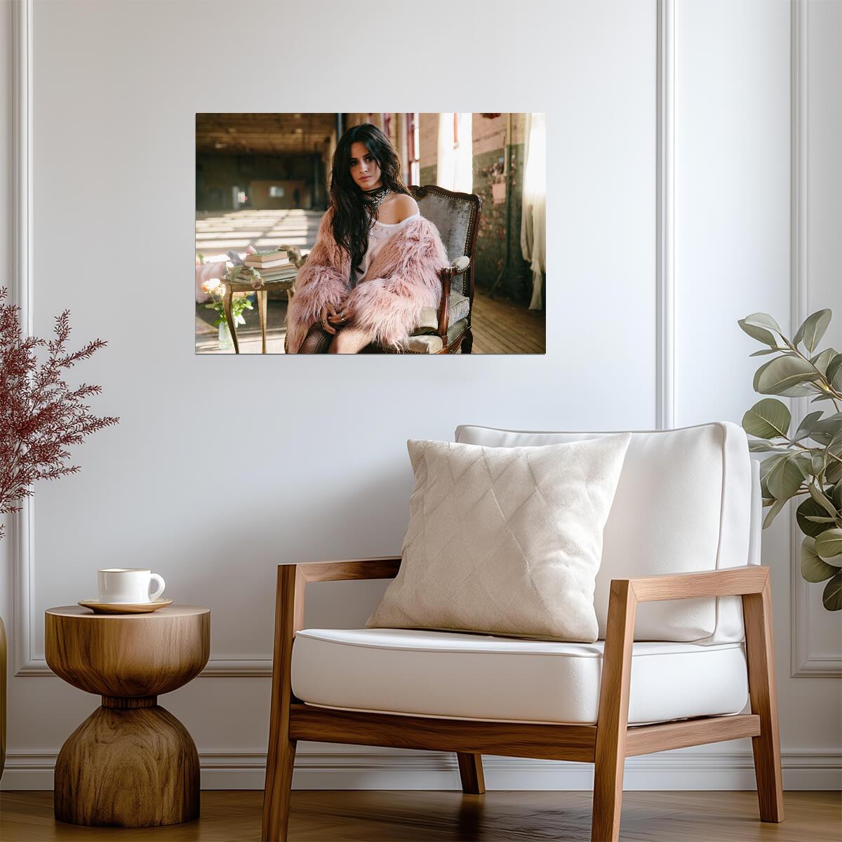 Camila Cabello Pink Fur Coat Photoshoot | Pop Music Poster | Stylish Celebrity Wall Art - Music Poster