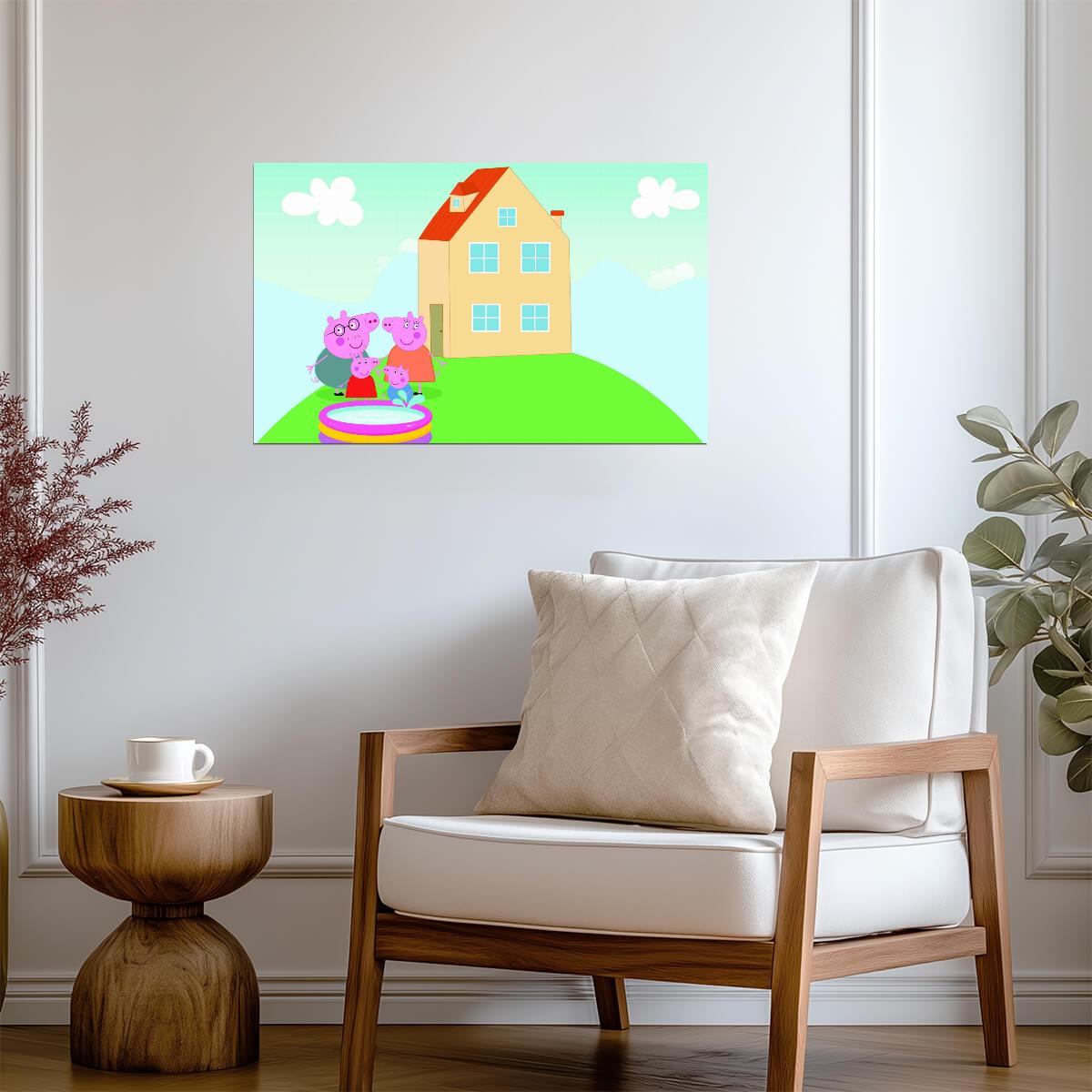 Peppa Pig Family by the Paddling Pool | Kids Cartoon Poster | Nursery Wall Decor - Movies & TV Poster