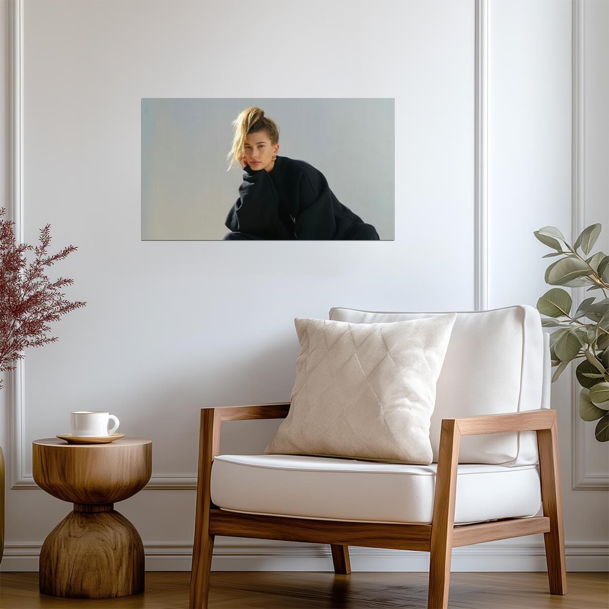 Hailey Bieber | Neutral Tone Print | Art Poster - Celebrities Poster