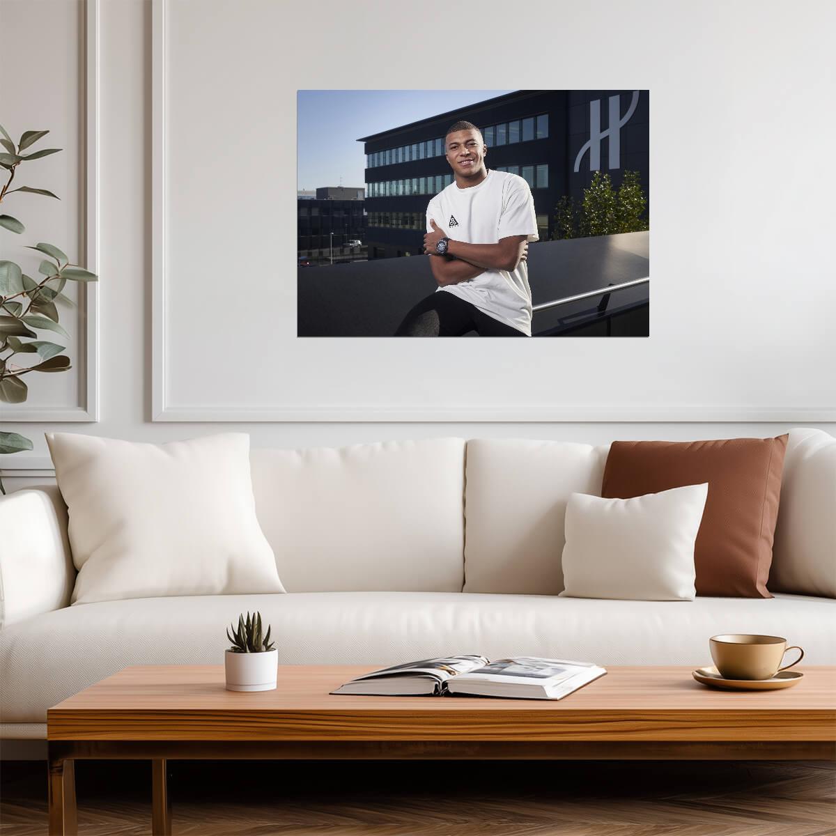 Kylian Mbappe Casual Style Portrait | Soccer Poster | French Superstar Print - Sports Poster