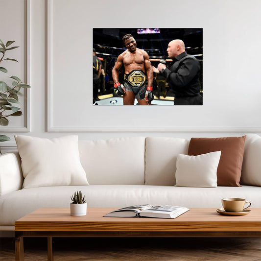 Francis Ngannou 2021 UFC Heavyweight Champion | MMA Poster | Sports Legend Victory Print - Sports Poster