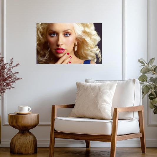 Christina Aguilera Glamour Portrait | Pop Music Star Poster | Retro Style Wall Art - Music Poster