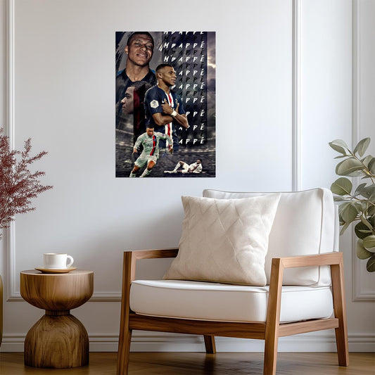 Kylian Mbappé Paris Saint-Germain | Soccer Star Poster | Modern Sports Collage Art - Sports Poster