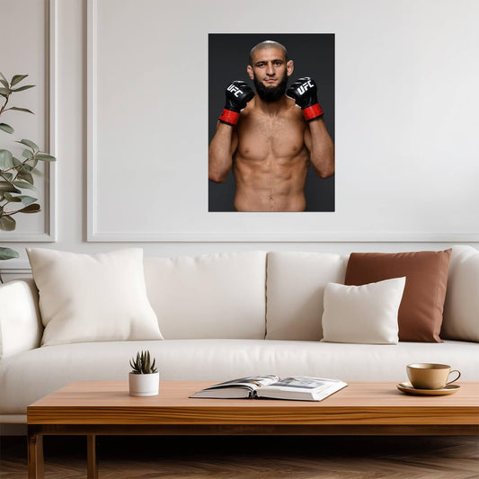 Khamzat Chimaev UFC Portrait | MMA Fighter Poster | Combat Sports Art - Sports Poster