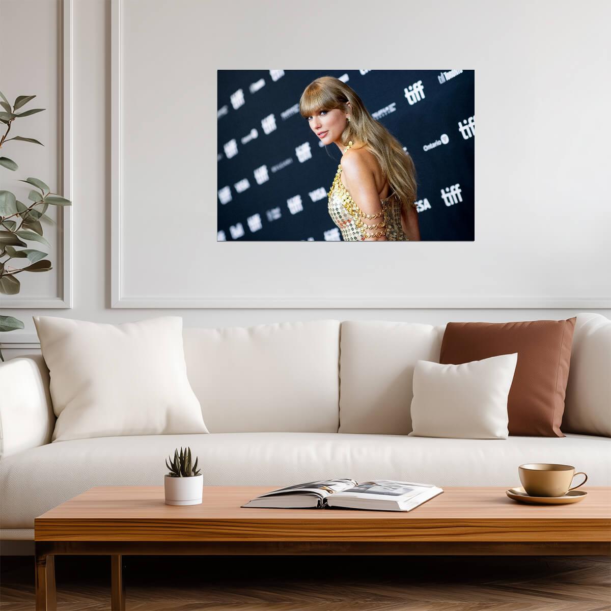 Taylor Swift TIFF Red Carpet | Gold Gown Fashion Poster | Music Celebrity Wall Art - Music Poster