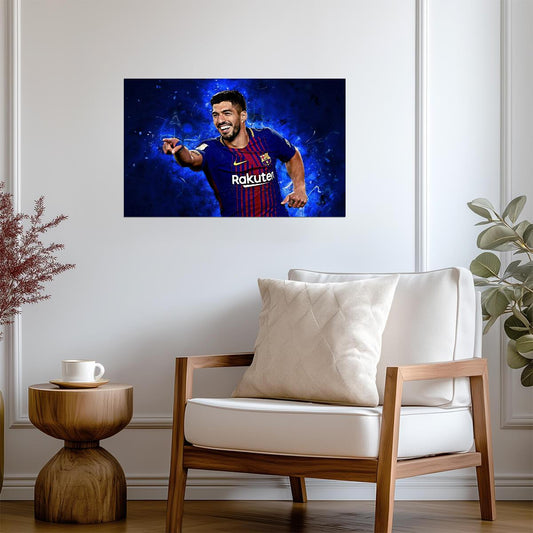 Luis Suarez FC Barcelona Goal Celebration | Soccer Poster | Sports Legend Digital Art - Sports Poster