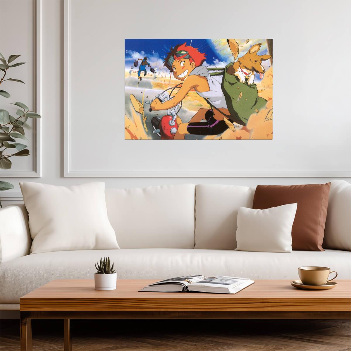 Cowboy Bebop Poster | Edward and Ein on a Scooter - Anime Poster