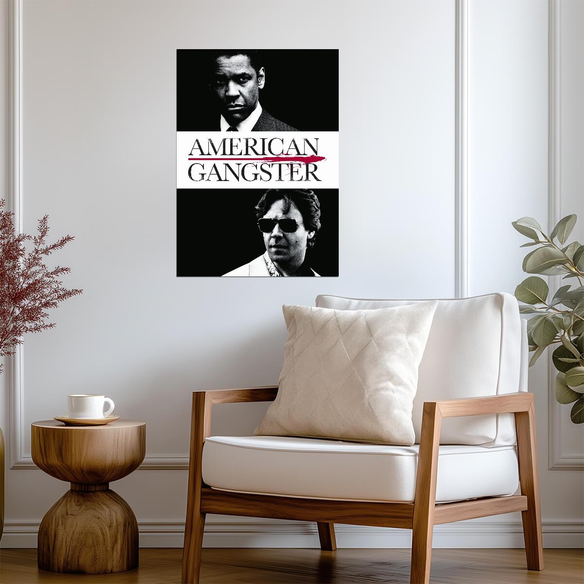 American Gangster Movie Poster | Denzel Washington and Russell Crowe | Black and White Print - Movies & TV Poster