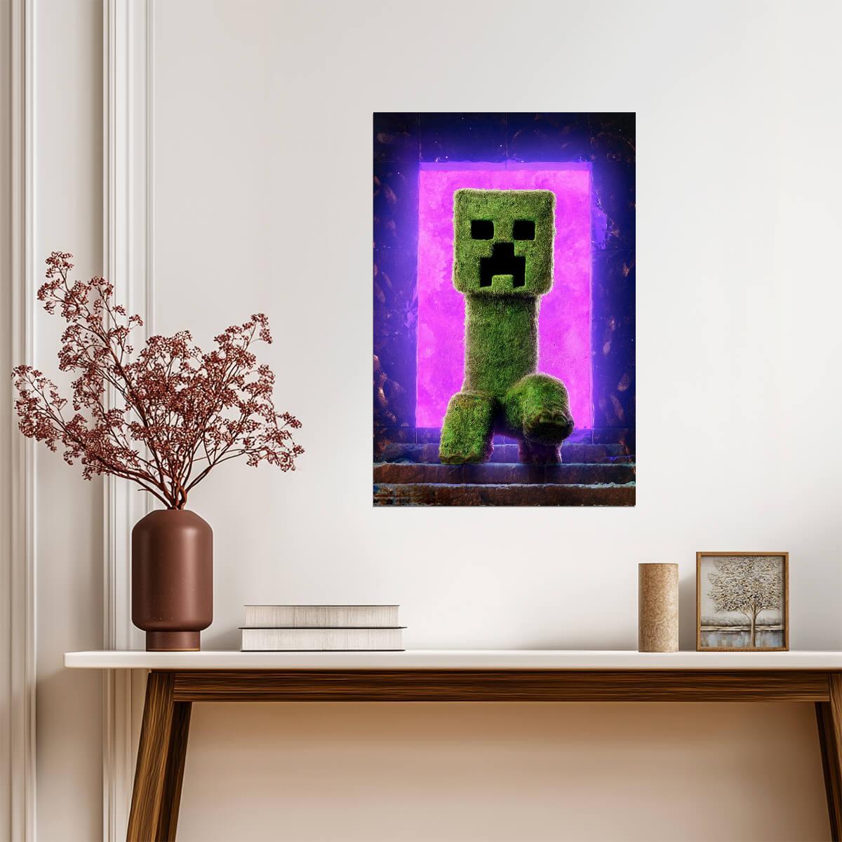 A Minecraft Movie Creeper Poster | Purple Portal Movie Print - Movies & TV Poster