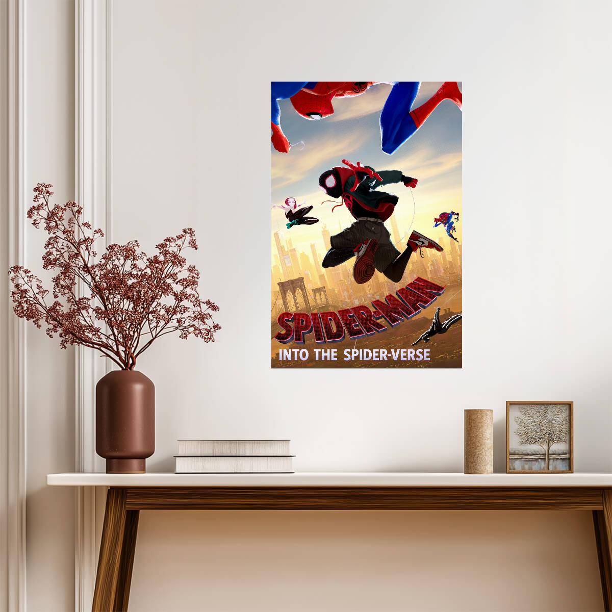Spider-Man Into the Spider-Verse Movie Poster | Miles and the Spider Heroes at Sunset - Movies & TV Poster