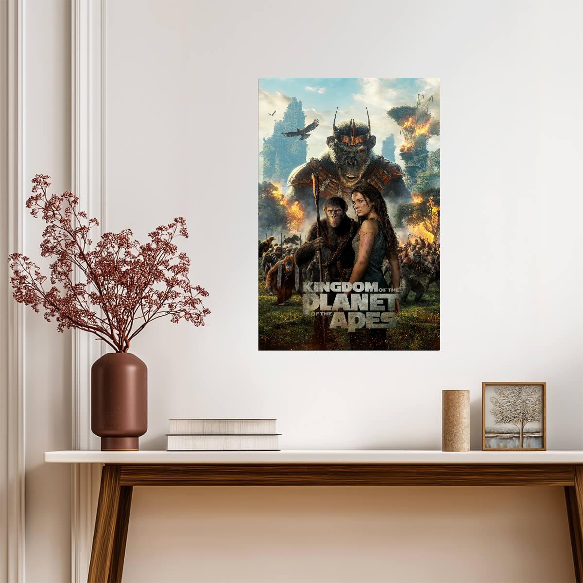 Kingdom of the Planet of the Apes Movie Poster | Proximus Caesar above Noa and Mae - Movies & TV Poster