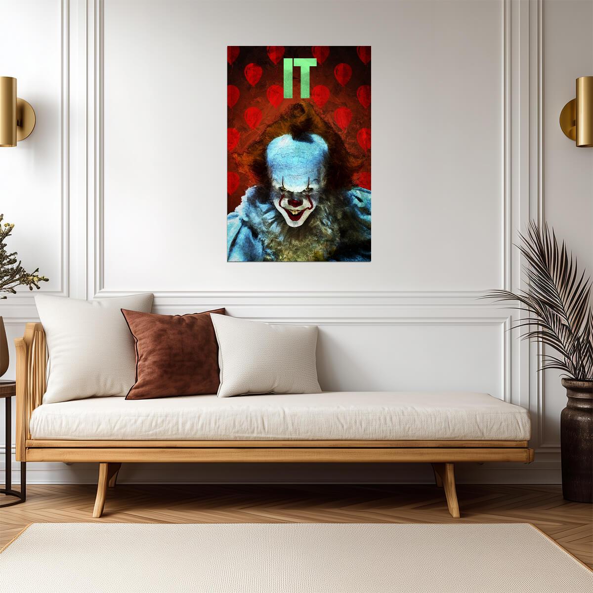 IT 2017 Movie Poster | Pennywise Illustrated Portrait - Movies & TV Poster