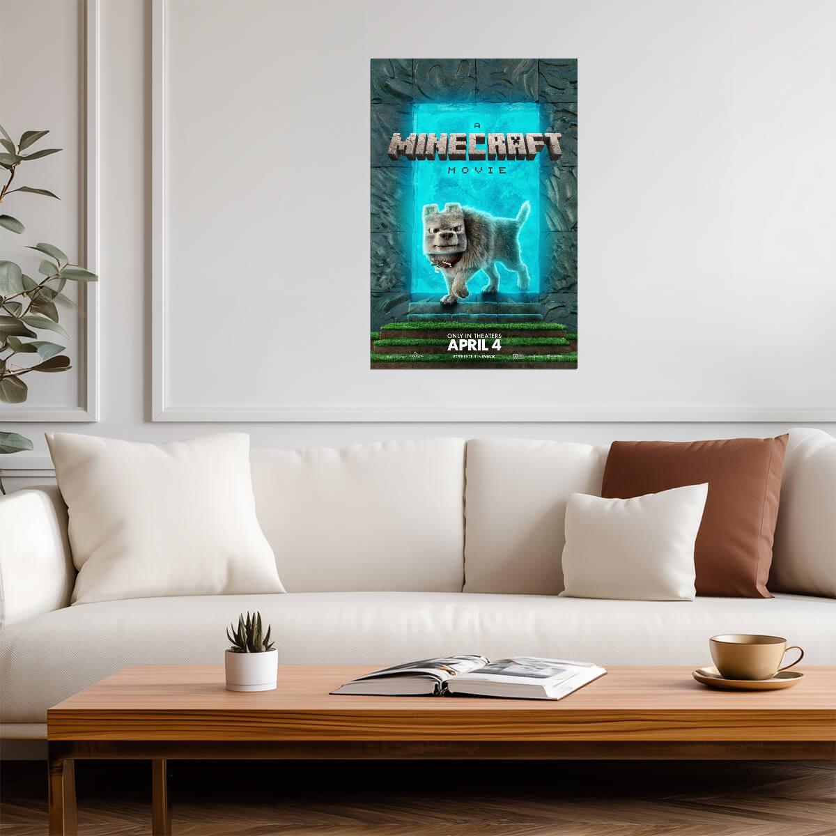 A Minecraft Movie Wolf Poster | Blue Portal Movie Print - Movies & TV Poster