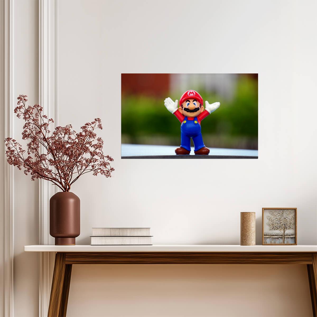 Super Mario Poster | Mario Figurine Outdoors | Toy Photo Print - Video Games Poster